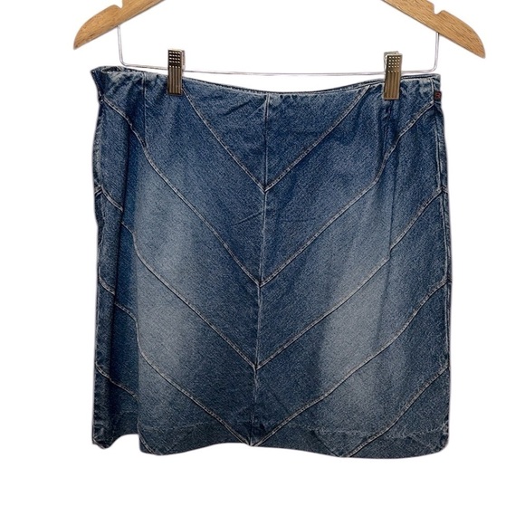 Ralph Lauren Dresses & Skirts - Vintage Ralph Ralph Lauren Abstract Blue Denim Jean High Rise Skirt Y2K Size 8